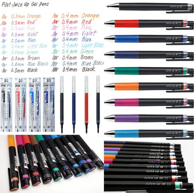 파이롯트 쥬스업 노크식 젤잉크 중성펜 및 리필심 0.3 0.4 mm, 볼펜0.4-바이올렛