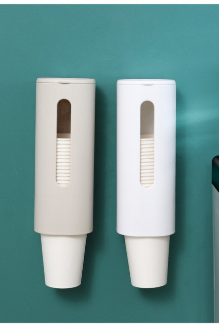 벽면형 종이컵보관함 컵디스펜서 정리수거함, 모노톤 1칸 베이지