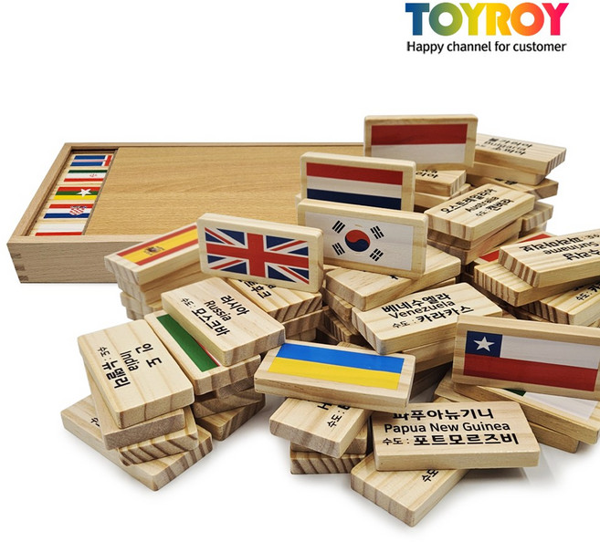 토이로이 원목 도미노 게임 놀이 만국기 100p 어린이 나라 국기, 원목 도미노 놀이, 1개