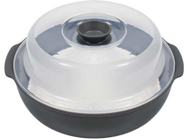 대형 전자레인지 찜기 용기 라면 냄비 만두 계란 옥수수 감자, 그레이, 1개