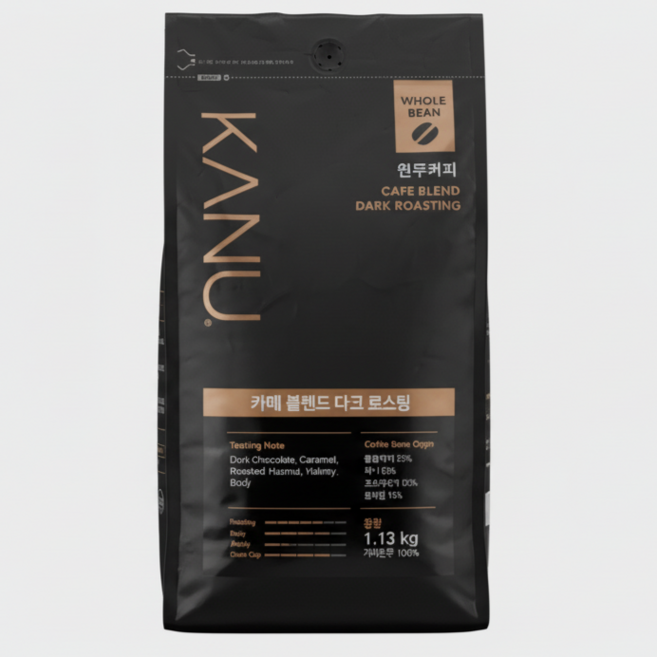 카누 카페 블렌드 다크로스팅 원두커피 퍼스트볼드 + 봉지 밀봉클립 집게, 1개, 1.13kg, 홀빈(분쇄안함)