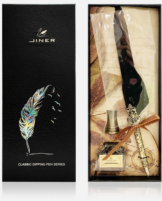 허니잼 캘리그라피펜 깃털펜 잉크펜 만년필 책상 다이어리 꾸미기, 1개