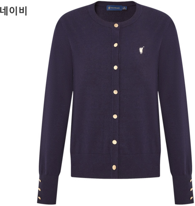 POLOWALK 폴로 여성 라운드 가디건 걸스 니트 코튼 폴로 워크