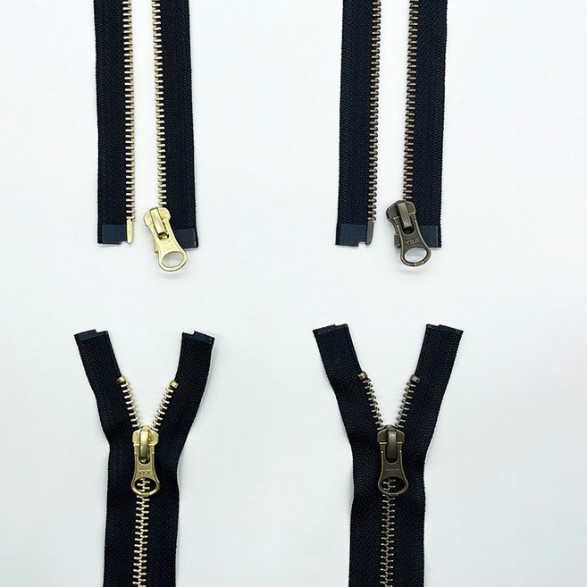 材庫 YKK 金屬外套拉鍊 夾克拉鍊 5號開口拉鍊 搭配自動鎖(止滑)拉頭, 黑色 金齒(黃銅齒),100公分 (附2個上止), 1個