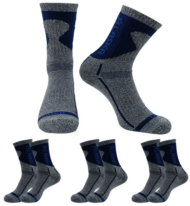 남녀공용 등산 스포츠 중목 장목 양말 흡한 쿠션 양말 4켤레, 4개, 01 네이비