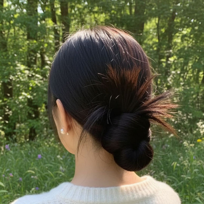 펀픽 볼륨 올림머리 똥머리 헤어 가발 집게핀, 다크 브라운, 1개