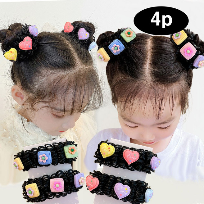 은꽃밴드 유아 똥머리 가발 곱창밴드 유니크한 머리끈