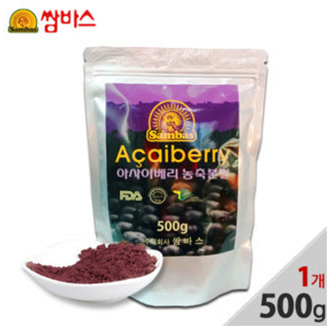 쌈바스 아사이베리 500g 대용량 브라질산 항공직수입 리필병과 스푼 제공, 3개