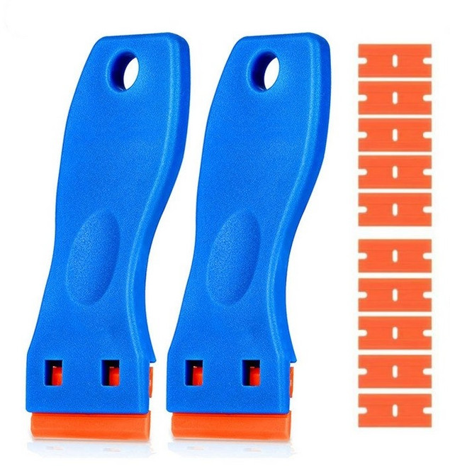 스크래퍼 스티커 제거기 2개세트 + 칼날 10개 헤라 유리창 청소 인덕션 가구 썬팅 껌제거, 2세트