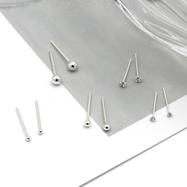 에크미 [925silver] 심플 볼&큐빅 귀걸이