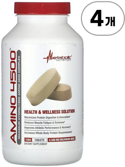 메타볼릭 뉴트리션 아미노 4500 Metabolic Nutrition Amino 4500 180정, 4개 - 쿠팡