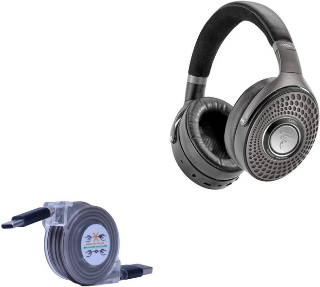 Focal Bathys Hi-Fi 블루투스 액티브 노이즈 캔슬링 헤드폰과 호환되는 BoxWave 케이블 - miniSync USB-A to USB Type-C 접이식 5 사전 설정