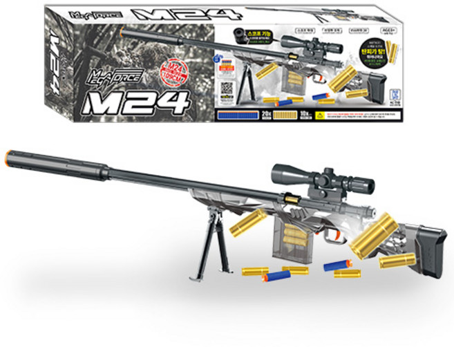 하하토이 탄피배출 M24 엠이사 저격 장난감 총, 1개