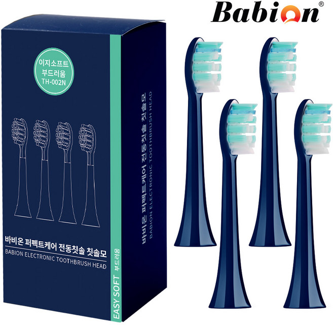 바비온 퍼펙트케어 음파 전동칫솔모 이지소프트 네이비 4개입, 4개