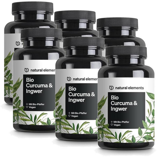 내추럴엘리먼츠 커큐마 진저 강황 생강 추출물 캡슐 natural elements Curcuma Ginger, 6개, 180정