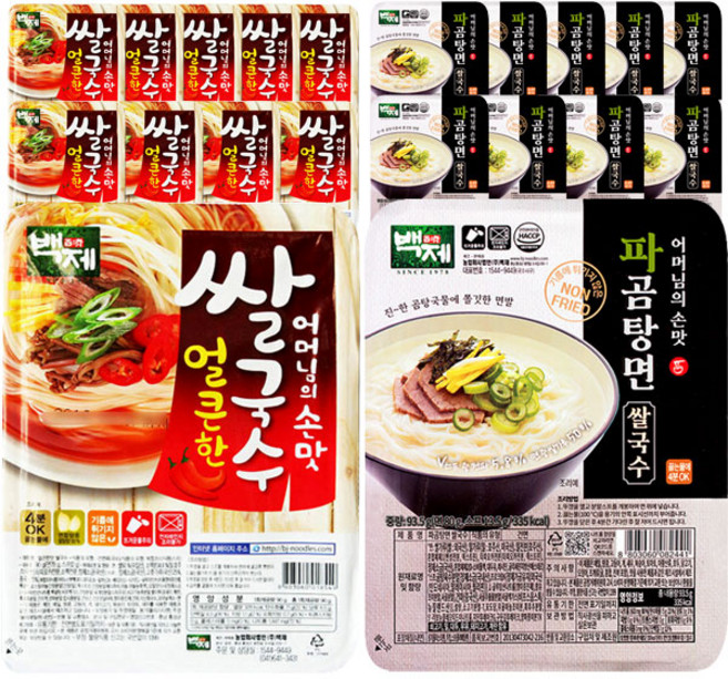백제 쌀국수 얼큰한10개+파곰탕면10개/즉석쌀국수, 20개, 92g