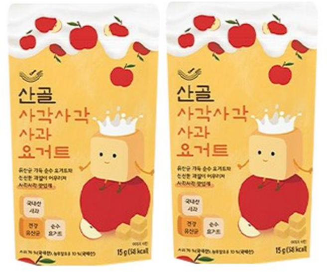 에코맘의산골이유식 산골 사각요거트, 사과, 15g, 2개