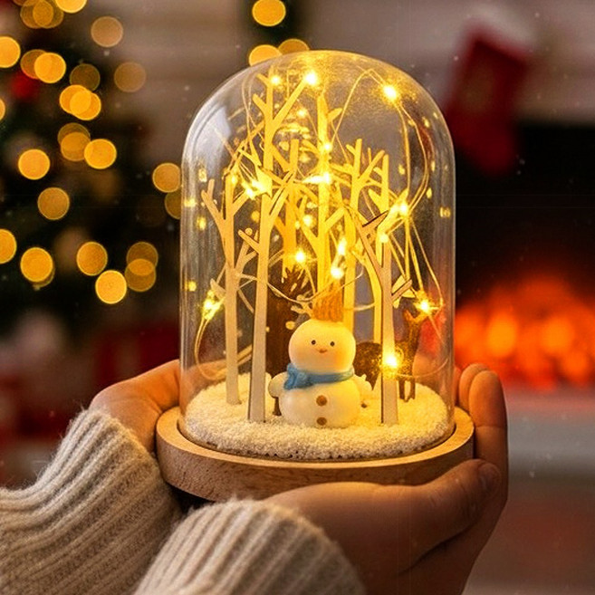 크리스마스 무드등 키트 LED 겨울 아크릴 조명 자작나무겨울숲 만들기 DIY 원목받침대, 자작나무 겨울숲 아크릴돔