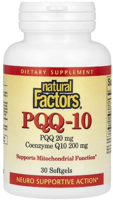 내추럴팩터스 PQQ10 20mg 코엔자임Q10 비타민 피롤로퀴놀린 소프트젤 30정, 1개 - 쿠팡