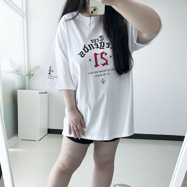 77-120 바이퍼 포인트되는 빅사이즈 반팔 티셔츠 오버핏 프린팅 박시 5XL