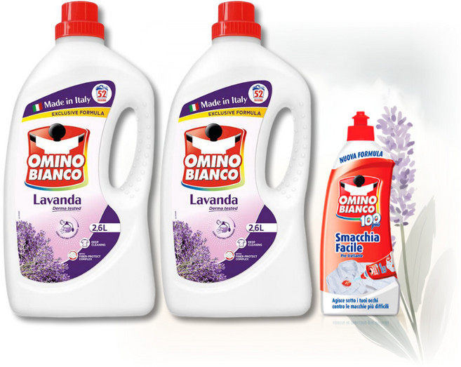 오미노비앙코 라벤더 2.6리터 2병 세탁세제 얼룩제거제 500ml 1병 세트, 1개
