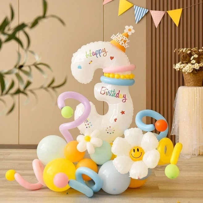 Party FUN 生日氣球派對裝飾組合, 數字3套組, 1套