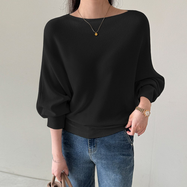 데일리앤 모에나 여성 보트넥 입술넥 가오리 루즈핏 부드러운 가을 긴팔 니트