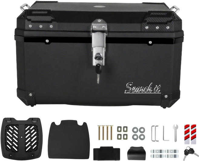 서치잇 전동차 트렁크 68L 대용량 범용 오토바이 뒷박스 방수형 배달용 수납 박스, 블랙