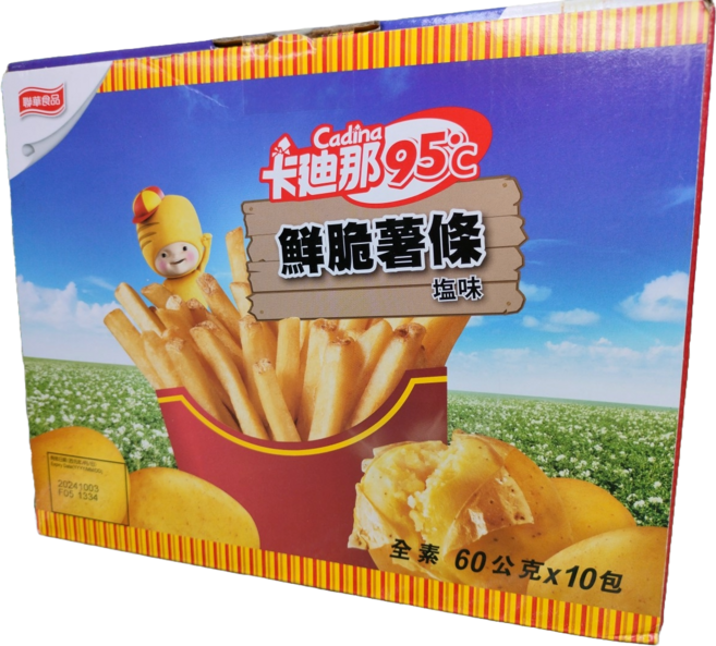 卡迪那95℃鮮脆薯條鹽味 酥脆口感 獨立包裝 全家分享, 10個, 60g