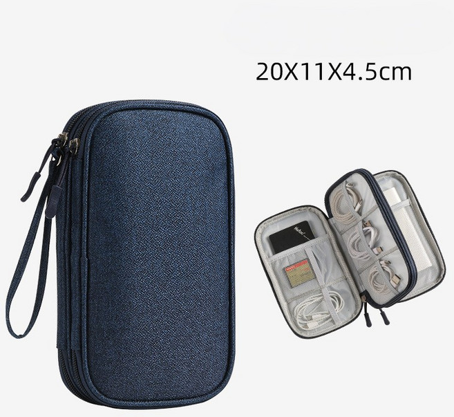 케이블 보관함 파우치 방수 하드 케이스 여행 케이블 충전기 가방, 1개, 네이비