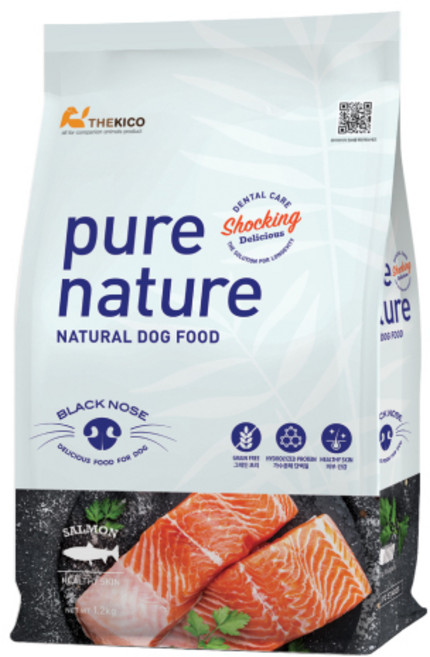 퓨어네이쳐 독 가수분해 1.2kg 양(관절) 연어(피부) 오리(눈) 강아지 기능성 건식 사료, 연어, 1개