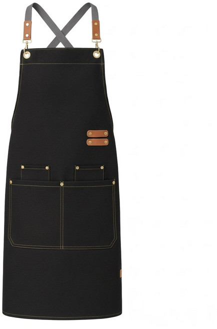 멜틱 캔버스 다포켓 전문가 앞치마, 1개, 블랙