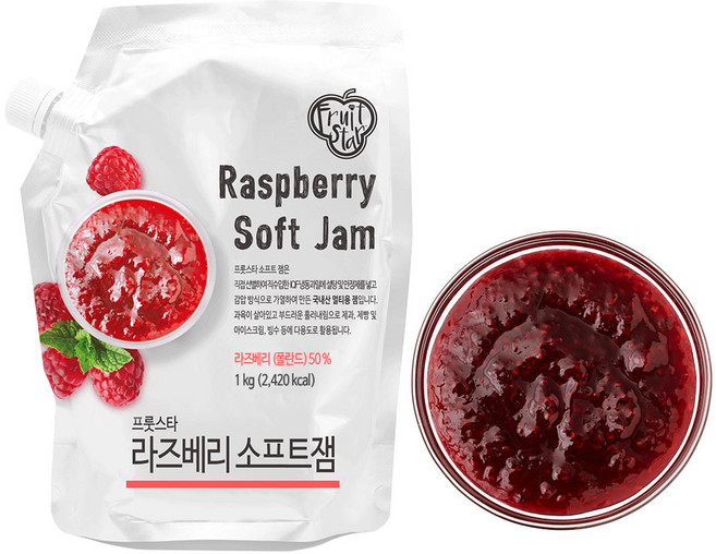 프룻스타 라즈베리 소프트잼 1kg 솜 산딸기잼, 1개