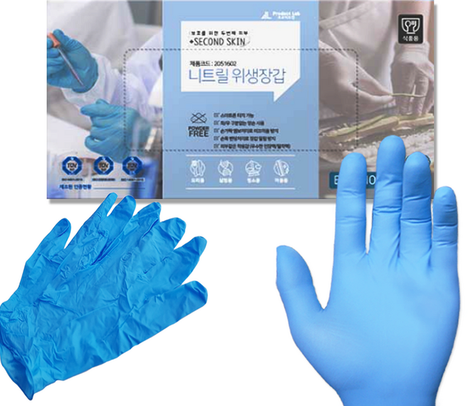 니트릴장갑 100매 식품용 라텍스 글러브 일회용 고무장갑 위생장갑 미용장갑, 플러스 니트릴장갑(100매)-M, 1개