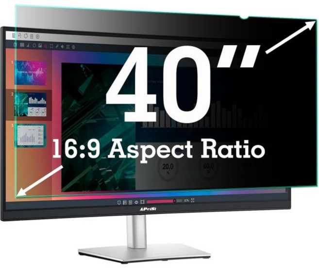 APeiSi 컴퓨터스크린보호 스크린프로텍터 화면보호기 와이드스크린 169 TV 모니터용 40인치 프라이버시 스크린 필터 실드 안티 글레어 블루라이트 눈 보호 스파이 컴퓨터 보안