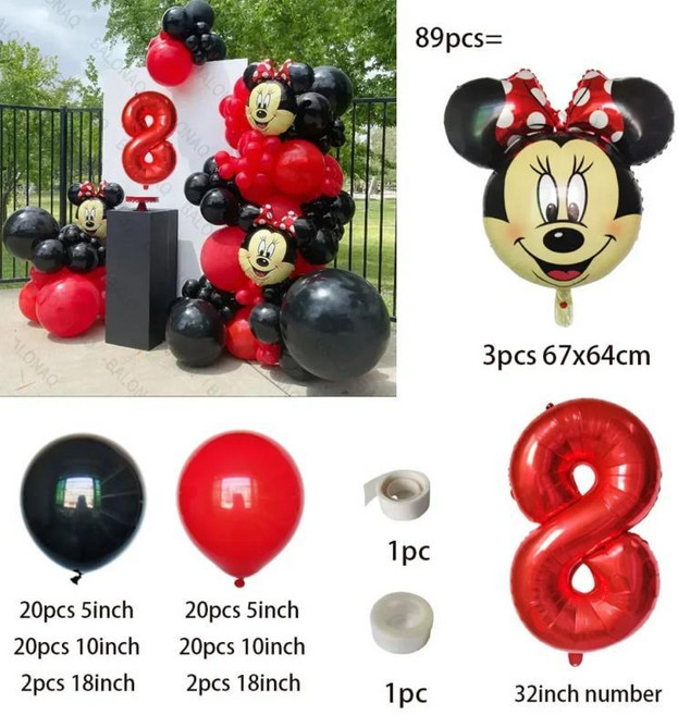 미니 마우스 생일 풍선 장식 숫자 테마 샤워 파티, 1. Number 8