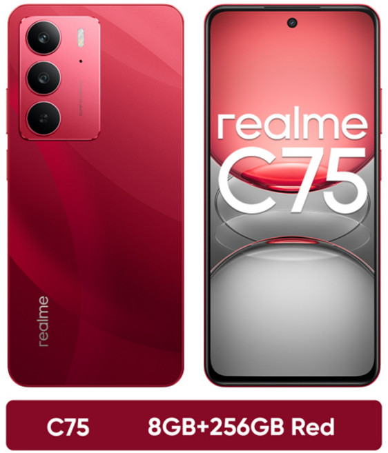 [2025 신규] realme C75 스마트폰 Helio G92 Max 칩셋 45W 충전기 5828mAh 배터리 6.72'' 90Hz 디스플레이, 01 CHINA, 01 Official Standard, 03 8GB 256GB Red, 256GB