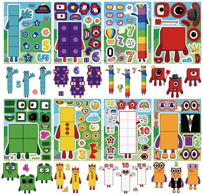 [넘버] 숫자 블록 스티커 꾸미기 8pc 세트