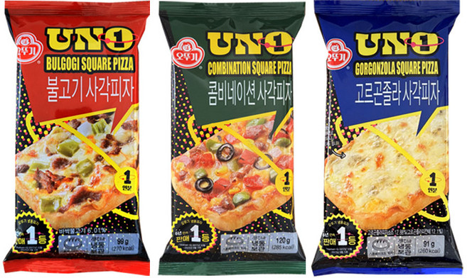 오뚜기 UNO 사각피자 (콤비네이션4+불고기4+고르곤졸라2), 1세트, 91g