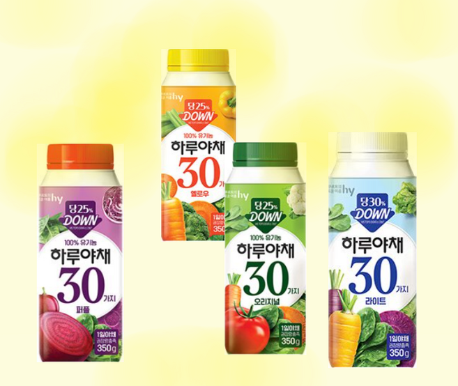 hy 하루야채 4종 유기농 야채 100% 1일 권장량 충족, 350g, 4개