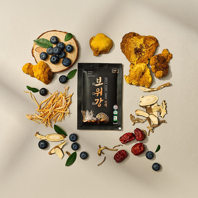 보위강 약용버섯 진액(상황버섯 동충하초 블루베리) 프리미엄 엑기스 대용량 80ml 30포 1박스(2400ml) / 선물 회복 건강즙, 30개