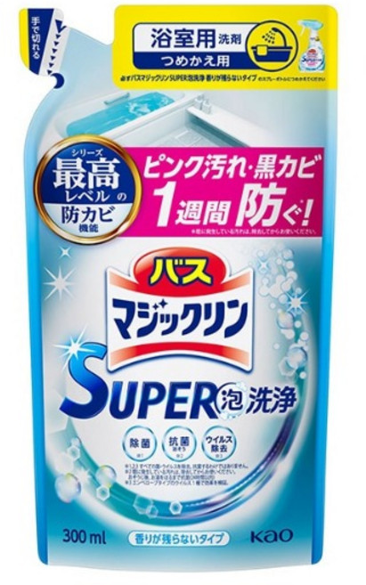 바스 매직크린 거품 욕실세정제 무향 리필 300ml 슈퍼 거품세정 욕실청소