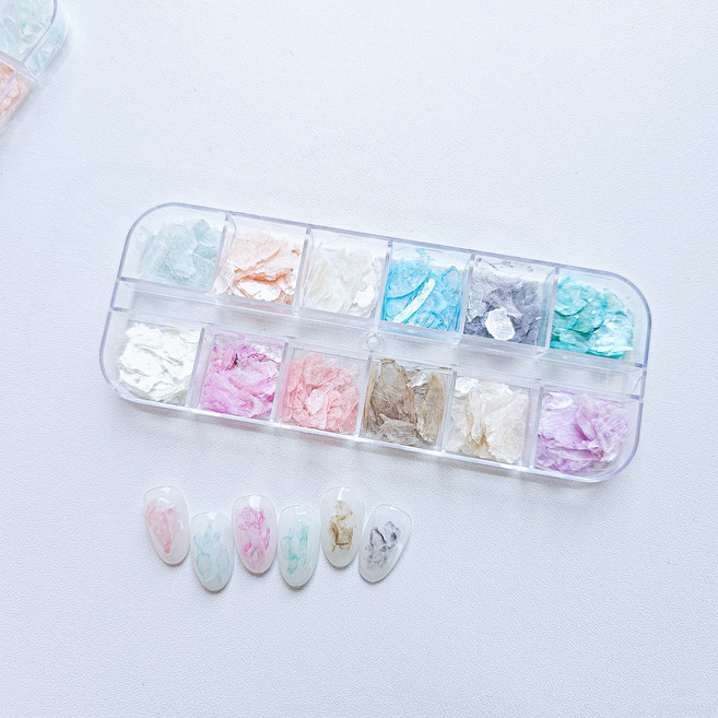 12종 세트 네일 씬 얇은 자개 세트, 1개, 12종 씬 자개