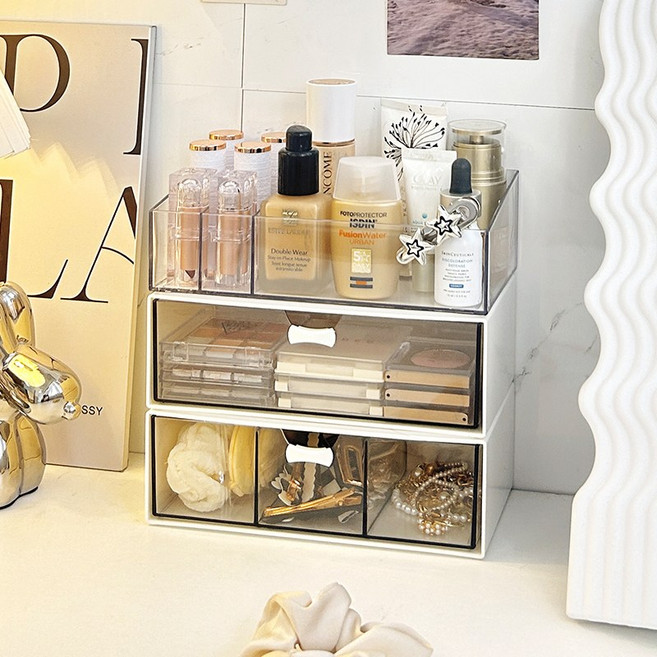 락톡마켓 미니 서랍장 3단 멀티 다용도 수납 정리 보관함, 1개, 화이트 3단 B타입