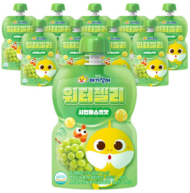 핑크퐁 아기상어 샤인머스캣맛 워터젤리 어린이 과일맛 음료 비타민 간식, 1개, 110ml