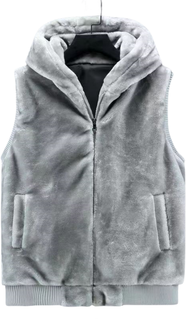 십전십미 남녀 공용 커플 후드 밍크 베스트 카디건 조끼