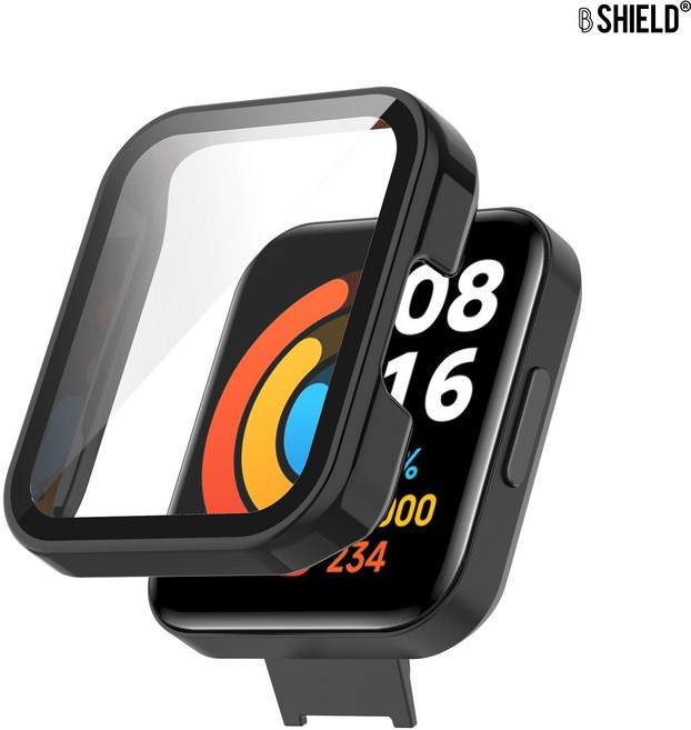 비쉴드 샤오미 미워치 라이트 2 풀커버 강화유리케이스, 블랙, 1개