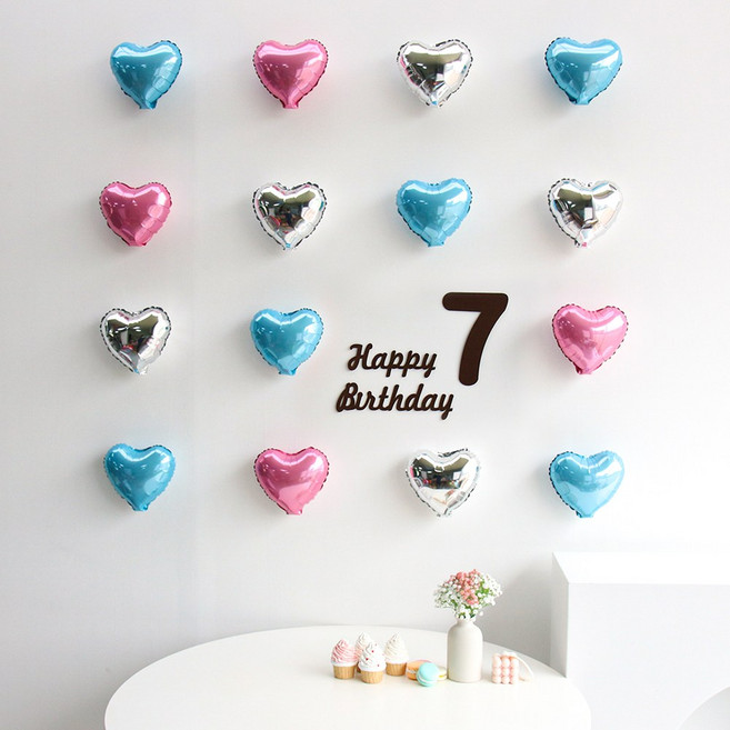 이벤트홀릭 미니하트 숫자세트 생일파티용품 셀프 홈촬영 포토존, 7, 1개, 블루