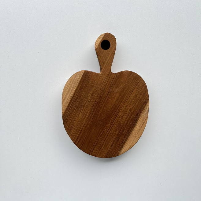 누누리빙 고급티크원목 우드플레이트 미니도마 우드트레이 캠핑용, 애플, 1개