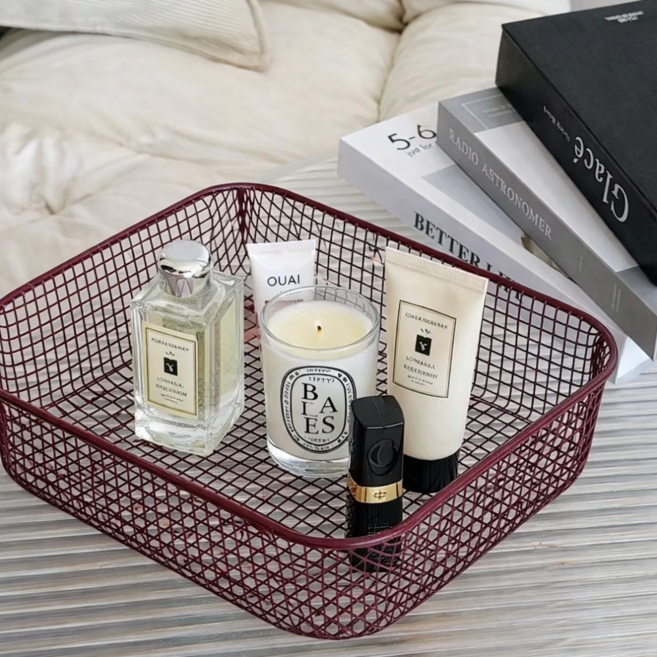 하임몰 레트로 철제 바스켓 2P, 2개, 버건디